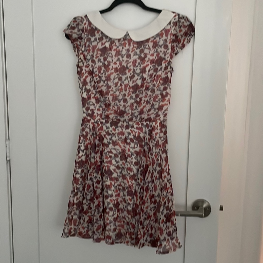 Zara floral backless dress with collar